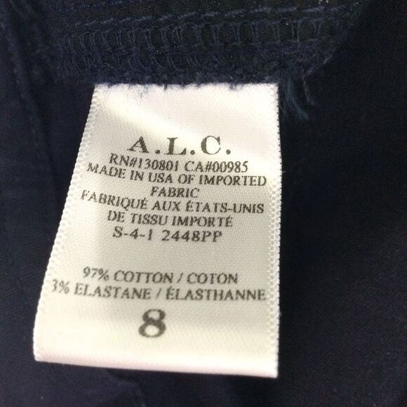 A.L.C. Womens Cotton Mid Rise Skinny Blue Chino Pant Size 8 - Picture 11 of 12
